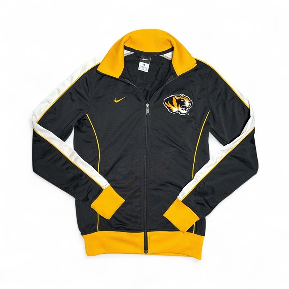 Nike Missouri Tigers NCAA Track Jacket Full Zip Black Gold White Womens Medium - Picture 1 of 9